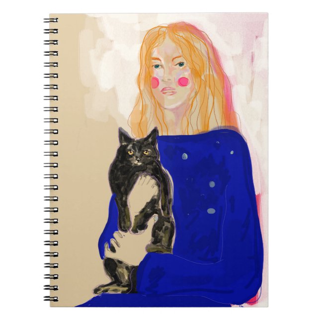 Carnet retrato de mujer con gato arte (Devant)
