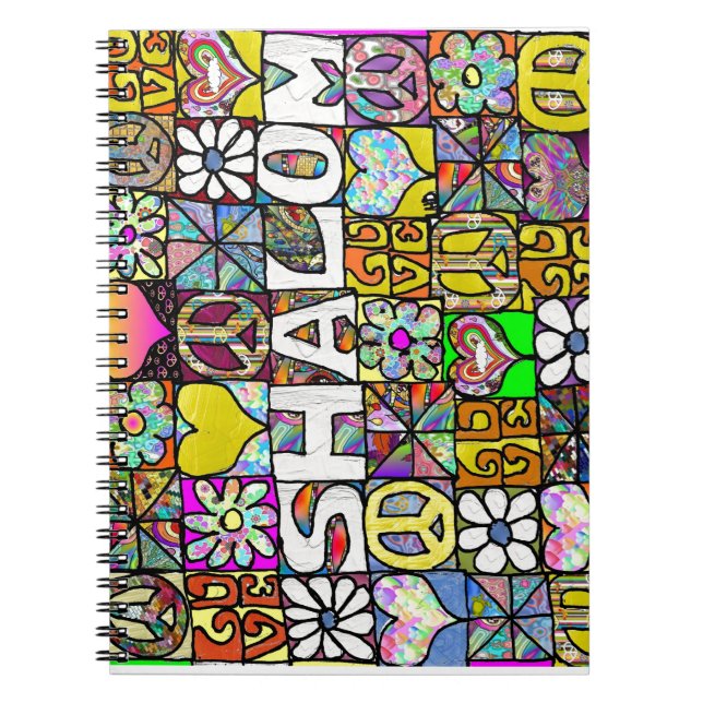 Carnet Retro 60s Psychedelic Shalom LOVE (Devant)