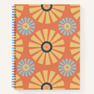 Carnet Retro Abstrat Motif de marguerites bleues et orang