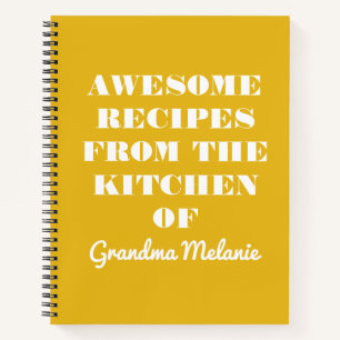 Carnet Retro amusant Typographie jaune Grandma Recette