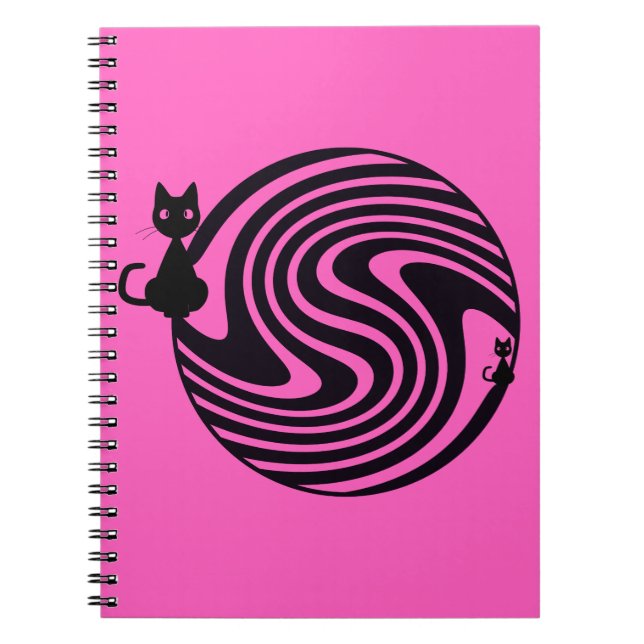 Carnet Retro Cat - Pink Psychedelic Swirl (Devant)