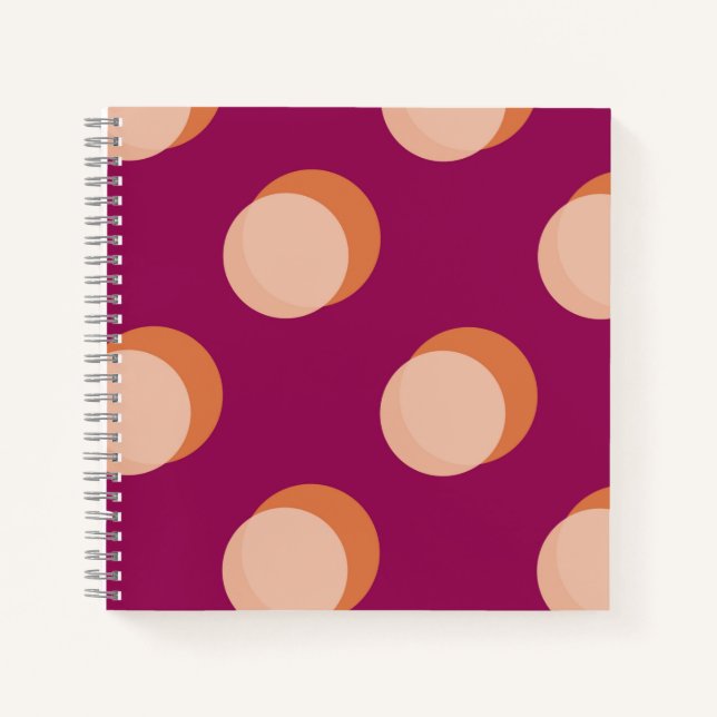Carnet Retro Circles and Shadows Bold Pattern Purple (Devant)