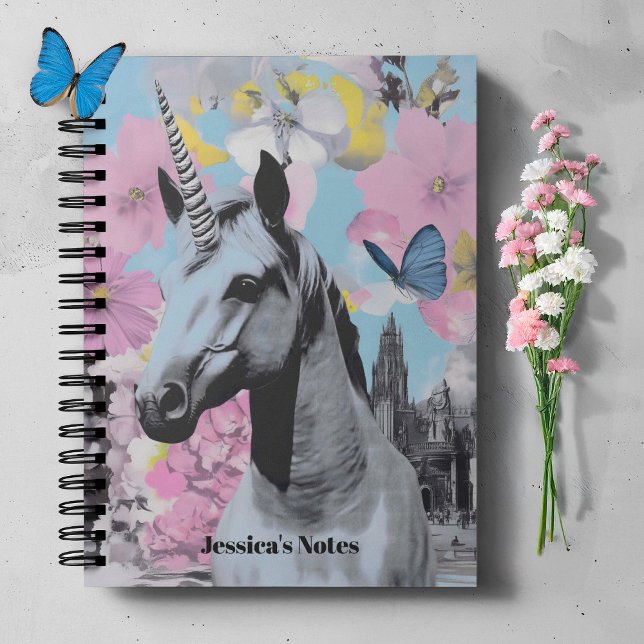 Carnet Retro Coquette Pink et Blue Unicorn Collage (Elevate your style with this standout piece, ideal for lovers of vintage flair.)