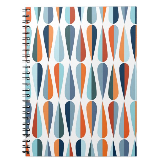 Carnet Rétro du milieu du siècle, goutte forme motif. (Devant)