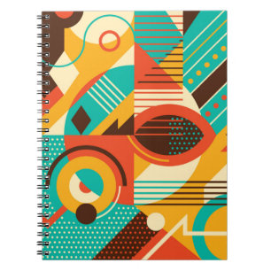 Carnet Rétro géométrique coloré : abstraction vintage.
