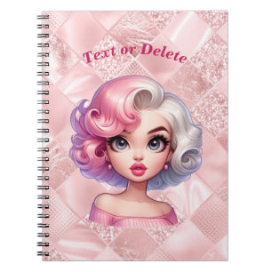 Carnet Retro Glamor Girl Animée mignonne Cartoon Beauté