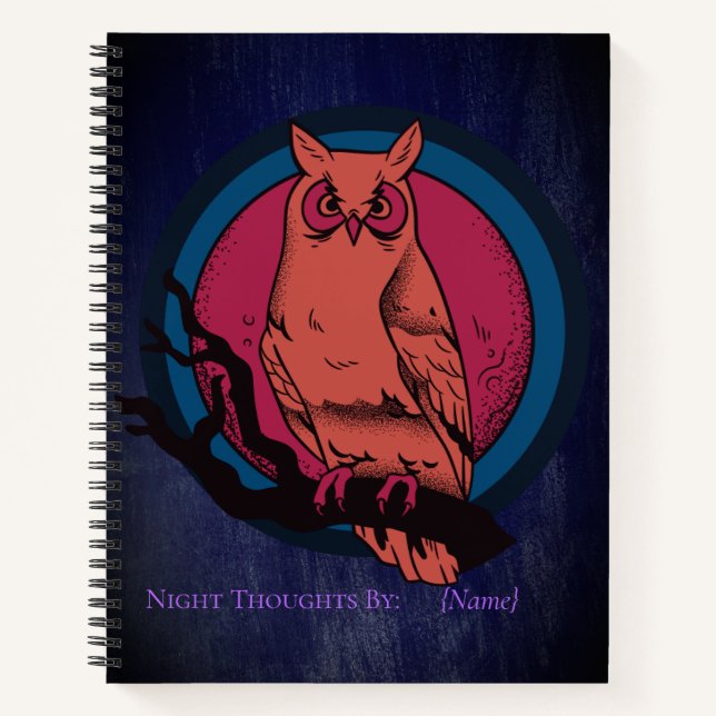 Carnet Retro Gothic Night Owl Moon Spiral Notebook (Devant)