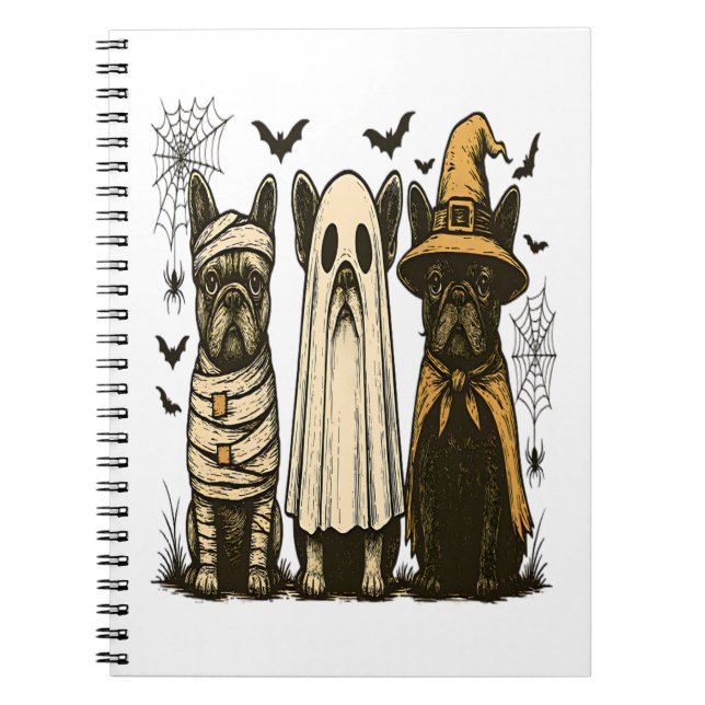 Carnet Retro Halloween Ghost French Bulldog Gothique Png (Devant)