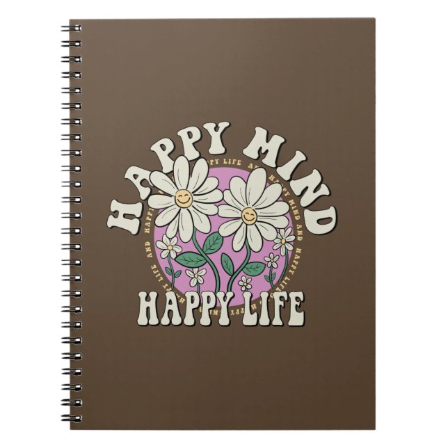Carnet Retro Happy Mind Happy Life (Devant)