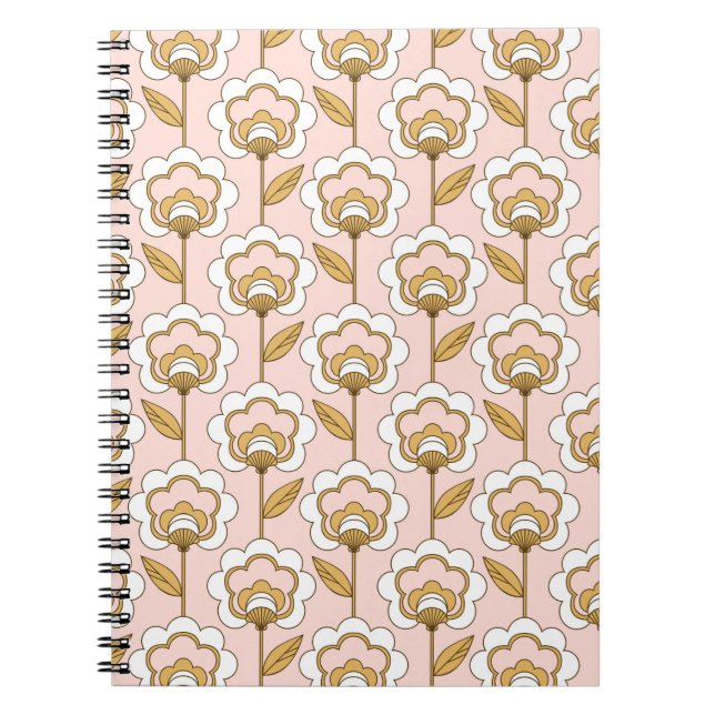 Carnet Retro Jardin rose motif floral (Devant)