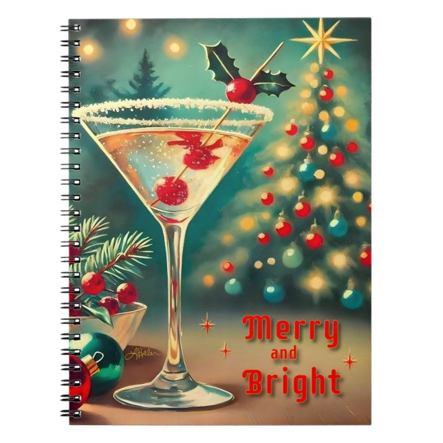 Carnet Retro les années 50 Merry Bright Christmas Cocktai (Devant)