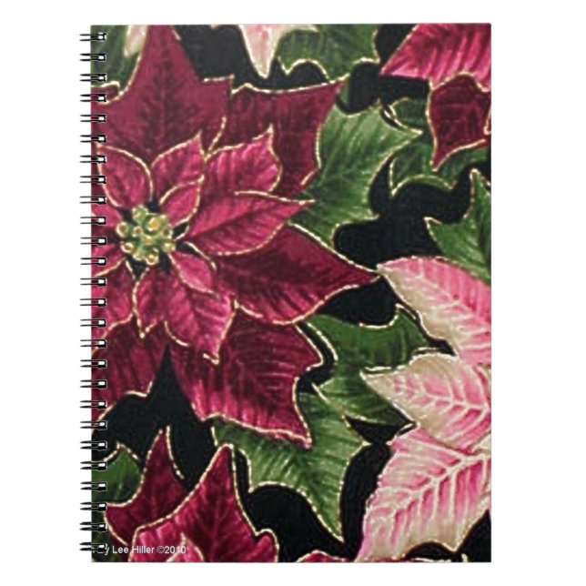 Carnet Rétro les années 50 Poinsettia Bourgogne rose (Devant)
