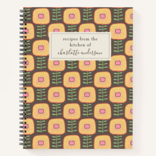 Carnet Retro les années 70 motif floral Brown Recette per
