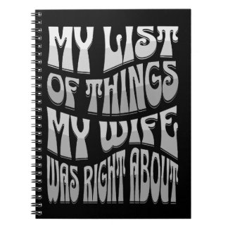 Carnet Rétro Ma liste de choses dont ma femme avait raiso