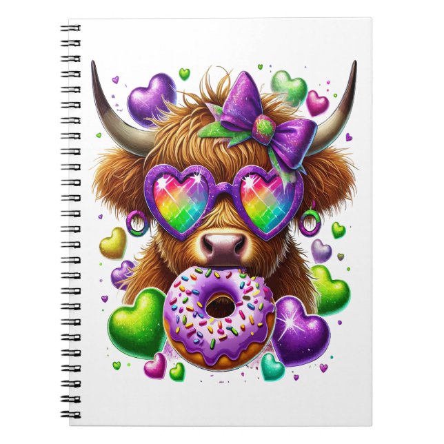 Carnet Retro Mardi Gras, Vache des Highlands (Devant)