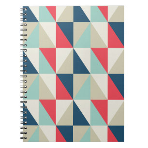 Carnet Rétro motif rouge et bleu géométrique de triangles