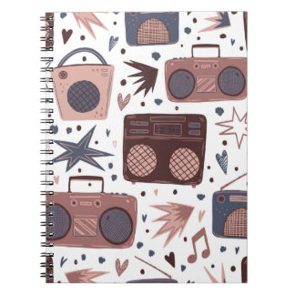 Carnet Retro Music Motif Vintage sans couture.