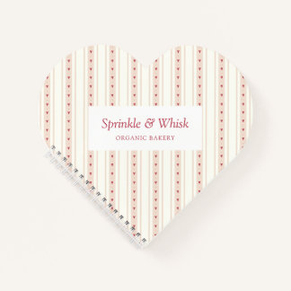 Carnet Retro Pink And Brown Heart Stripes Bakery