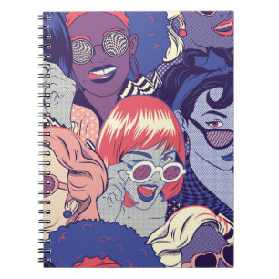 Carnet Retro Pop Art Comic Girls Seamless Motif. Gestionn
