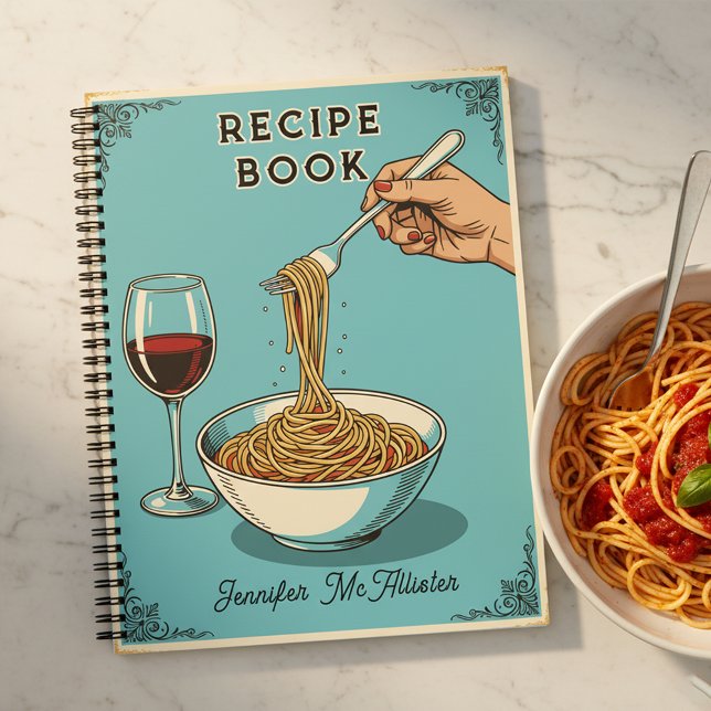 Carnet Retro Pop Art Spaghetti & Wine Cooking Recipe (Créateur téléchargé)