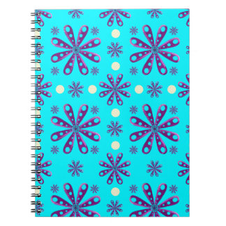 Carnet Retro Purple Flowers on Blue Background