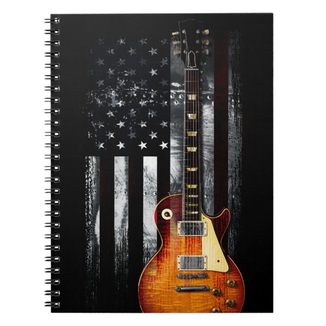 Carnet Retro Rock N Roll American Flag Guitare (Devant)