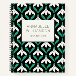 Carnet Retro Scandi motif de neige moderne du milieu du s