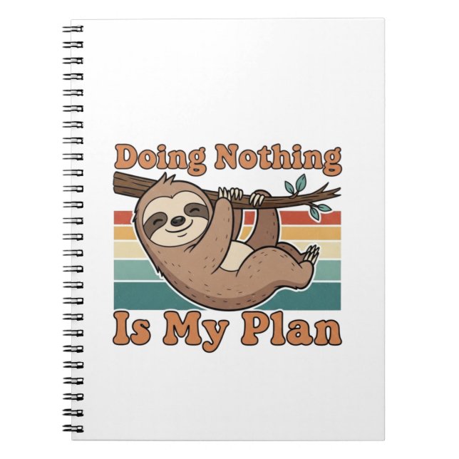 Carnet Retro Sloth Lazy Quote Lined Notebook (Devant)