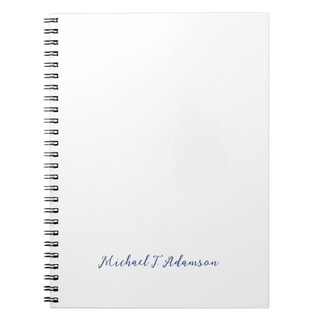 Carnet Retro Style Elegant Plain White Calligraphy Name (Devant)