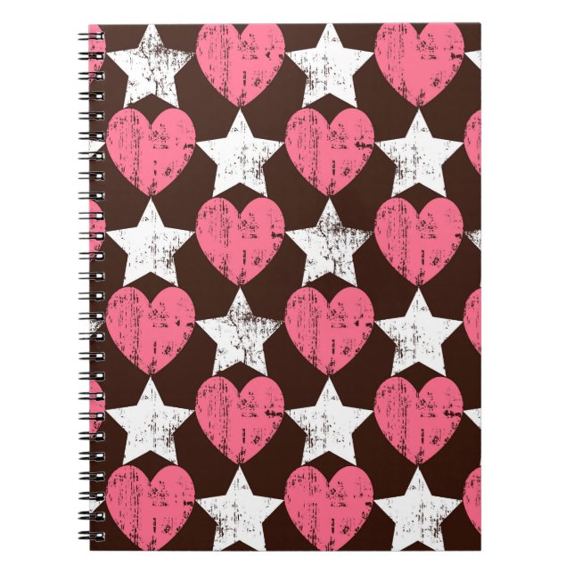 Carnet Retro Threadbare Hearts Stars Texture (Devant)