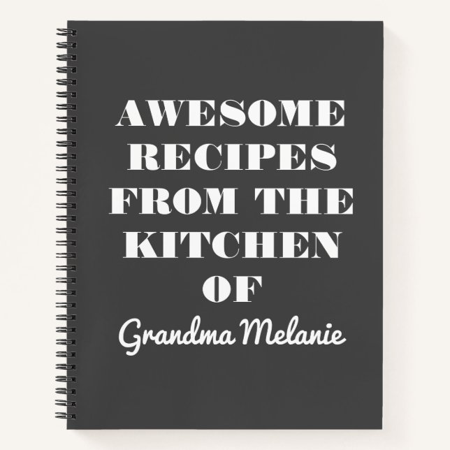 Carnet Retro Typographie noir blanc Grandma Recette (Devant)