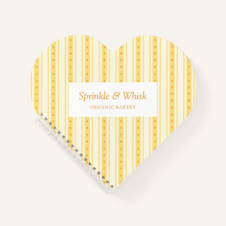 Carnet Retro Vanilla Yellow Heart Stripes Bakery