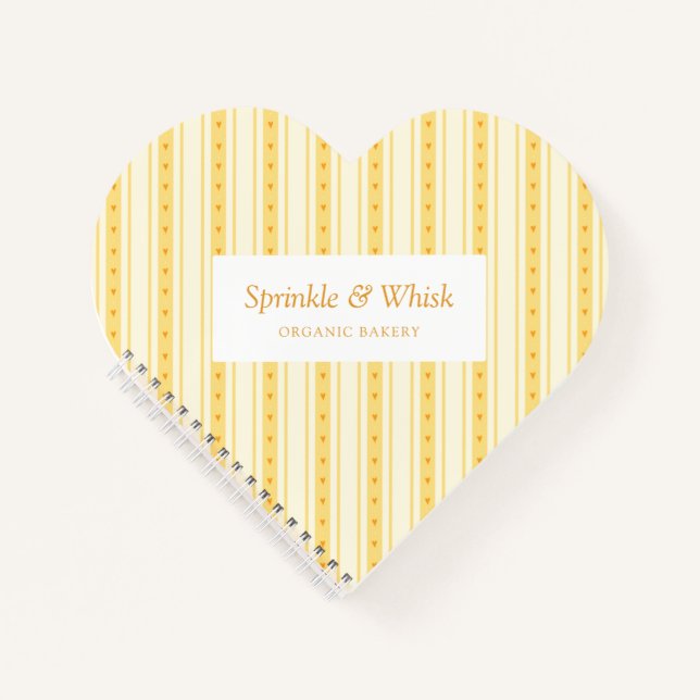 Carnet Retro Vanilla Yellow Heart Stripes Bakery (Devant)