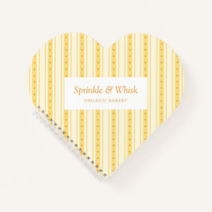Carnet Rétro Vanille Cœur Jaune Rayures Boulangerie