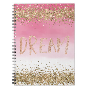 Carnet Rêve de Parties scintillant Gold Sparkle Pink Ombr