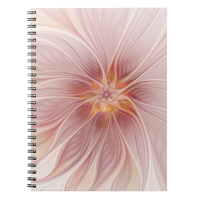Carnet Rêve floral rose doux Fleur d'art fractal Abstrait (Devant)