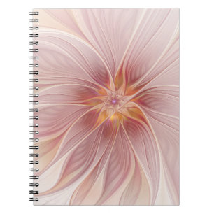 Carnet Rêve floral rose tendre, art fractal abstrait de f