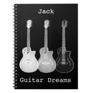 Carnet Rêves de Guitare Pop Art Monochrome Ajouter Nom Ja