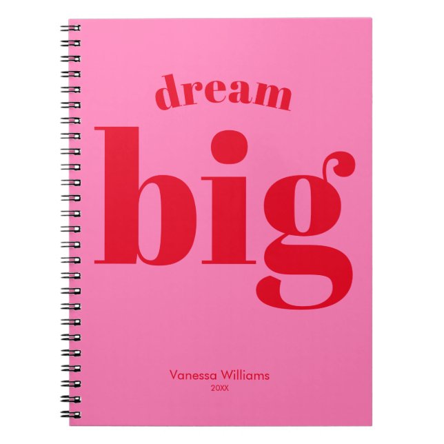 Carnet Rêvez Gros ! Modern Bold Red - Typographie rose ch (Devant)