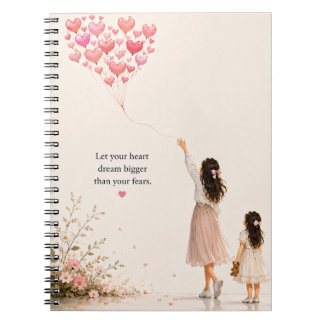 Carnet Rêvez plus grand – Ballons en forme de fille et de