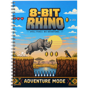 Carnet Rhinocéros, Pixel Art Rétro 8 Bits