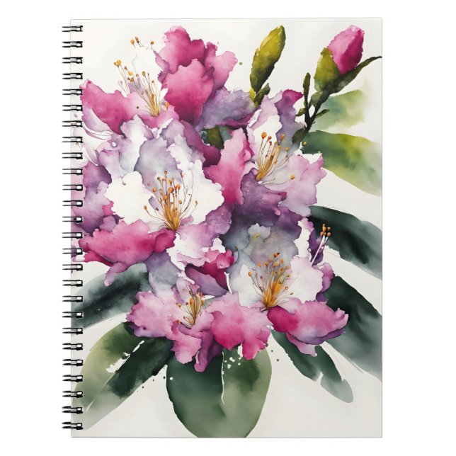 Carnet Rhododendron - Fleurs aquarelle (Devant)