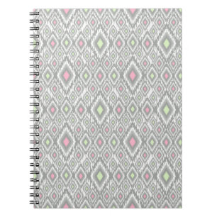Carnet Rhombus gris, vert, rose sur un blanc