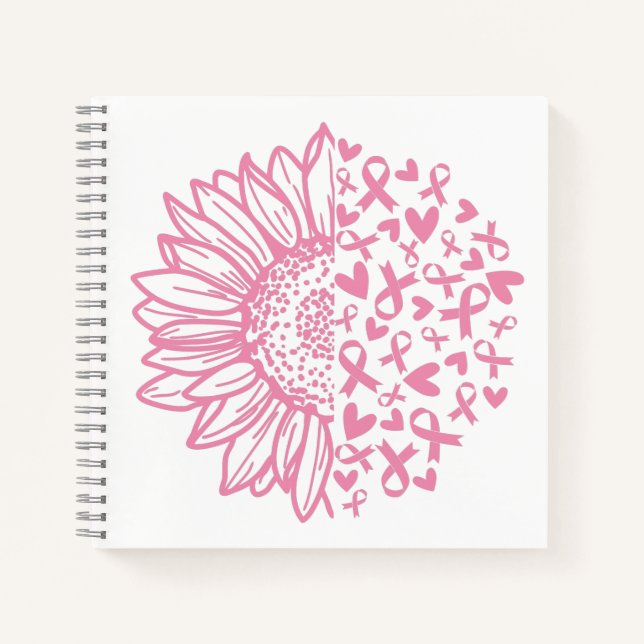 Carnet Ribbon rose Conscience du cancer du sein Tournesol (Devant)