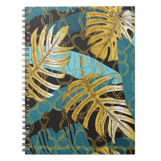 Carnet Rideau de chaîne d'or, feuilles tropicaux.