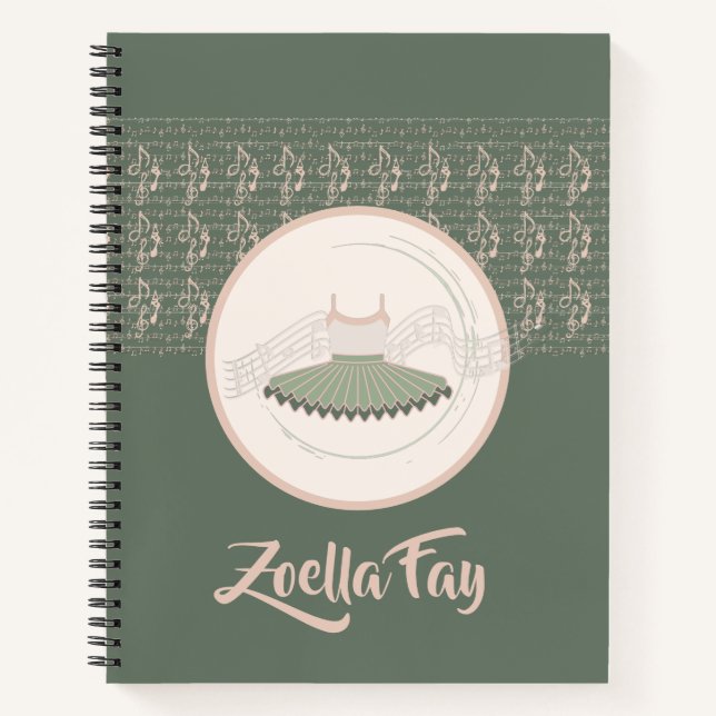 Carnet Robe Ballerina Tutu avec notes musicales (Devant)