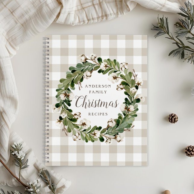 Carnet Robe de coton beige rustique Wreath Famille de Noë (Créateur téléchargé)