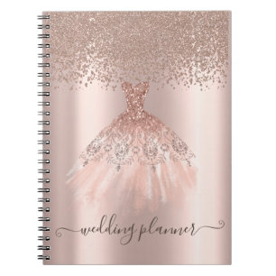 Carnet Robe élégante chic rose gold pailletée, diamants