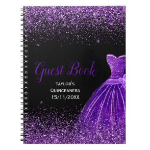 Carnet Robe Fausse Paillette Violet Foncé pour Invité de