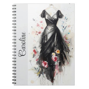 Carnet Robe noire et blanche victorienne vintage raffinée